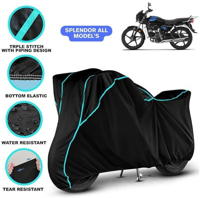 Shiv Kanha Waterproof Two Wheeler Cover for Hero(Splendor, Black, Blue)