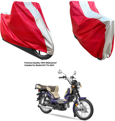 AutoGalaxy Waterproof Two Wheeler Cover for TVS(XL 100 Comfort BS6, Silver, Red)