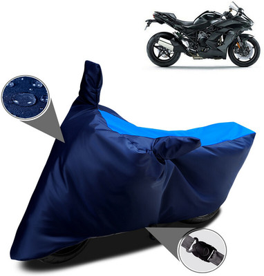 THE REAL ARV Waterproof Two Wheeler Cover for Kawasaki(Ninja H2 SX, Blue)