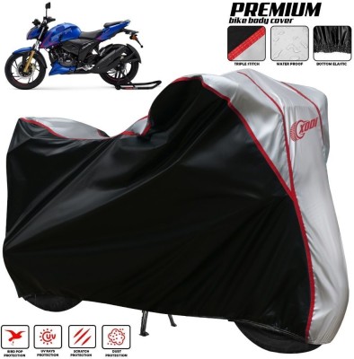 xodi Waterproof Two Wheeler Cover for TVS(Apache RTR 200 Fi E100, Silver, Black)