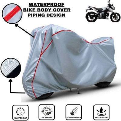 LE PRA Waterproof Two Wheeler Cover for Bajaj(Pulsar AS 150, Silver, Red)