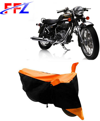 FFZ Waterproof Two Wheeler Cover for Royal Enfield(Electra Delux, Black, Orange)
