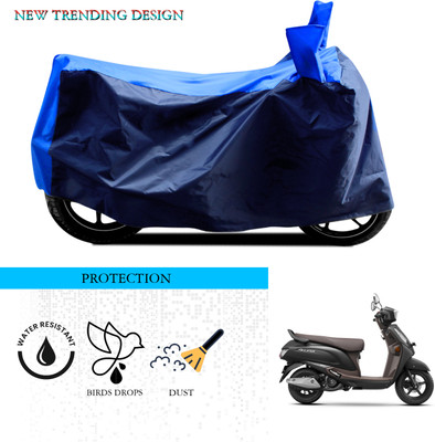 ANTHUB Waterproof Two Wheeler Cover for Suzuki(Access 125, Black, Blue)
