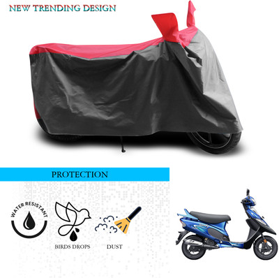 ANTHUB Waterproof Two Wheeler Cover for TVS(Scooty Pep Plus, Grey, Red)
