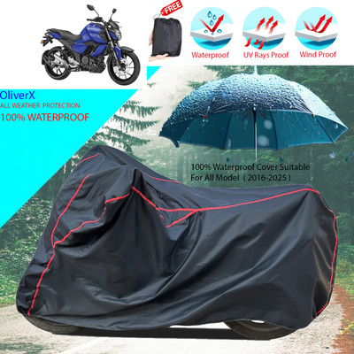 OliverX Waterproof Two Wheeler Cover for Yamaha(FZ-X, Black)