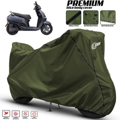 xodi Waterproof Two Wheeler Cover for TVS(iQube, Green, Black)