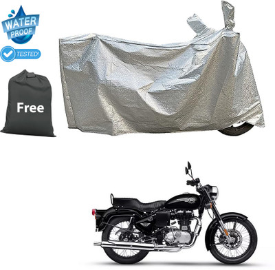 CODOKI Waterproof Two Wheeler Cover for Royal Enfield(Bullet 350 Twinspark, Silver)