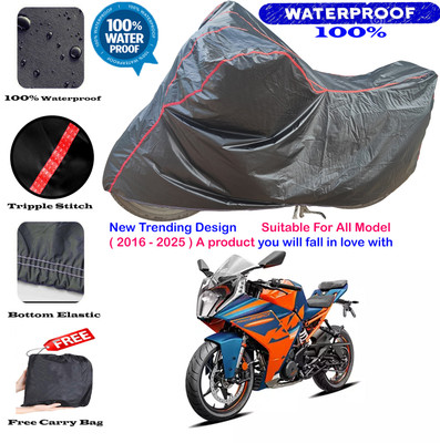 AutoGalaxy Waterproof Two Wheeler Cover for KTM(RC 390 BS6, Black, Red)