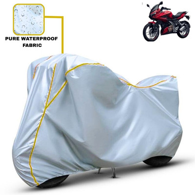 Delphinium Waterproof Two Wheeler Cover for Bajaj(Pulsar 250, Silver)