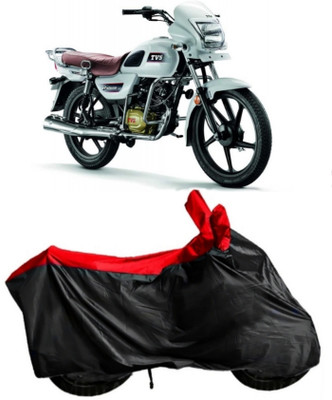 rakku Waterproof Two Wheeler Cover for TVS(Radeon, Black, Red)