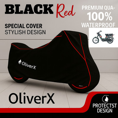 OliverX Waterproof Two Wheeler Cover for TVS(Heavy Duty Super XL, Black, Red)