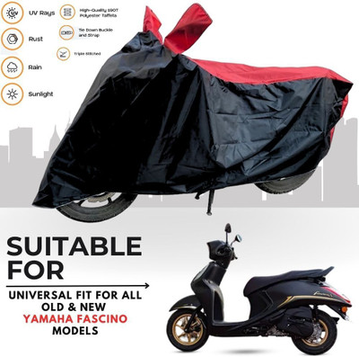 MADAFIYA Two Wheeler Cover for Yamaha(Fascino 125, Black, Red)