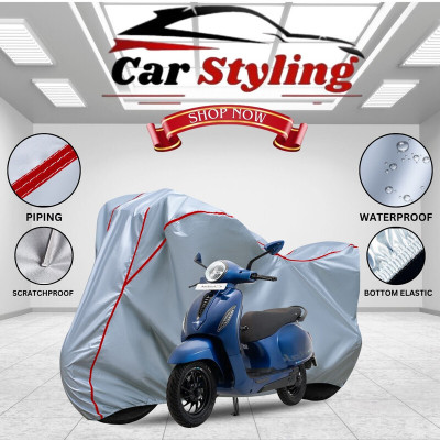 OliverX Waterproof Two Wheeler Cover for Bajaj(New Chetak, Silver, Red)