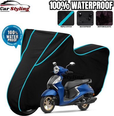 Car Styling Waterproof Two Wheeler Cover for Yamaha(Fascino 125 BS6, Silver, Red)