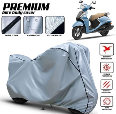 Shiv Kanha Waterproof Two Wheeler Cover for Yamaha(Fascino, Silver, Black)