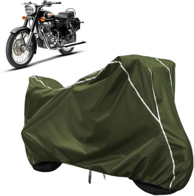 AUTOCAD Waterproof Two Wheeler Cover for Royal Enfield(Bullet 350, Green, White)