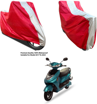 AutoGalaxy Waterproof Two Wheeler Cover for Okinawa(R30 electric scooter, Silver, Red)
