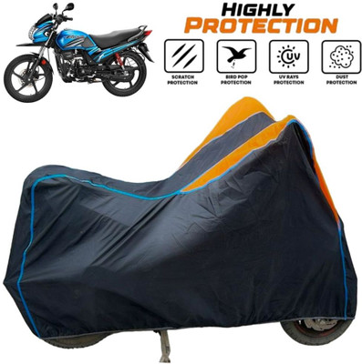 ZAQE Two Wheeler Cover for Hero(Passion Pro i3S, Black, Orange, Blue)
