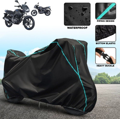 OliverX Waterproof Two Wheeler Cover for Bajaj(Pulsar 125, Black, Blue)