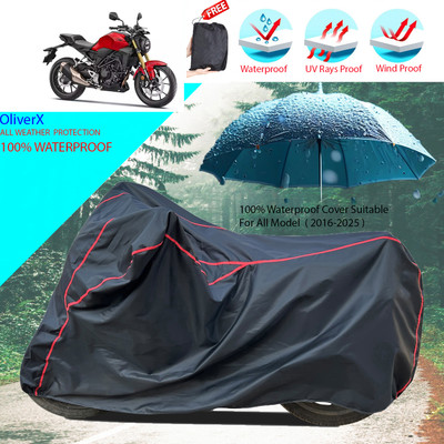 OliverX Waterproof Two Wheeler Cover for Honda(CB300R, Black)