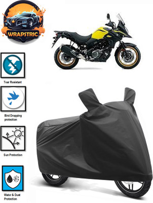 WRAPSTRIC Waterproof Two Wheeler Cover for Suzuki(V Strom 650, Black)