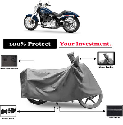Amexride Two Wheeler Cover for Harley Davidson(Fat Boy, Grey)