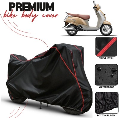 Kishori Enterprises Waterproof Two Wheeler Cover for Suzuki(Access 125, Black, Red)