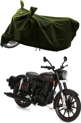 GROFATIK Two Wheeler Cover for Royal Enfield(Classic Stealth Black, Green)