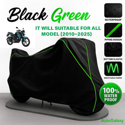 AutoGalaxy Waterproof Two Wheeler Cover for Yamaha(FZ S FI (V 2.0), Black, Green)