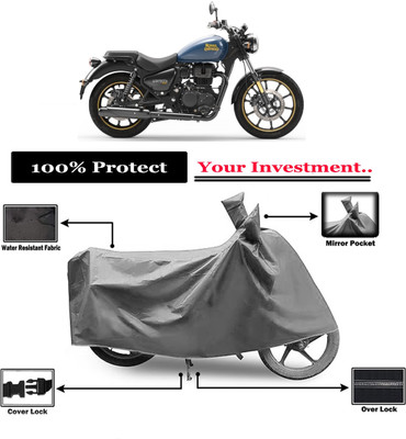 Amexride Two Wheeler Cover for Royal Enfield(Meteor BS6, Grey)
