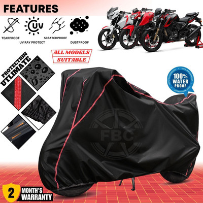 FBC Waterproof Two Wheeler Cover for TVS(Apache, Black, Red)