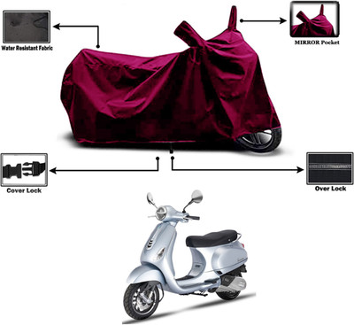 Amexride Two Wheeler Cover for Piaggio(Vespa LX 125, Maroon)