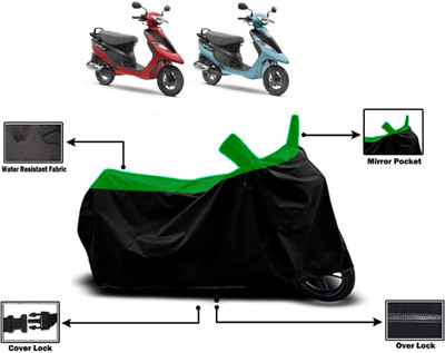 Amexride Two Wheeler Cover for TVS(Scooty Pep Plus, Green)