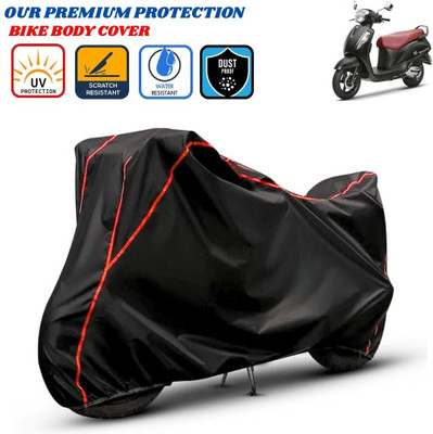 Delphinium Waterproof Two Wheeler Cover for Suzuki(New Access 125, Black, Red)
