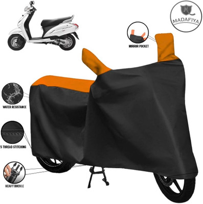 MADAFIYA Waterproof Two Wheeler Cover for Honda(Activa 125, Black, Orange)