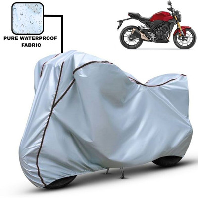 Delphinium Waterproof Two Wheeler Cover for Honda(CB300R, Silver, Black)