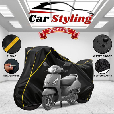 Car Styling Waterproof Two Wheeler Cover for TVS(Jupiter, Black, Yellow)