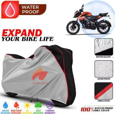 pocket bazar Waterproof Two Wheeler Cover for Bajaj(Pulsar NS125, Silver, Black)