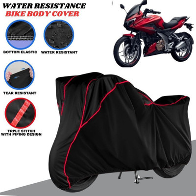 Auto Udaan Waterproof Two Wheeler Cover for Bajaj(Pulsar 250, Black, Red)