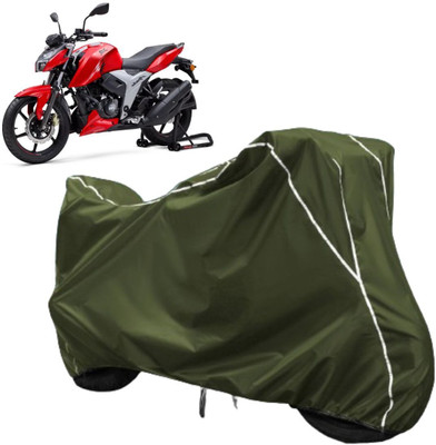 AutoGalaxy Waterproof Two Wheeler Cover for TVS(Apache RTR 200, Green, White)