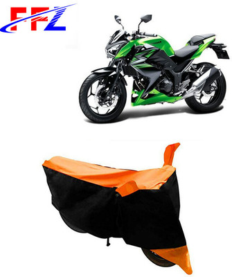 FFZ Waterproof Two Wheeler Cover for Kawasaki(Z250, Black, Orange)
