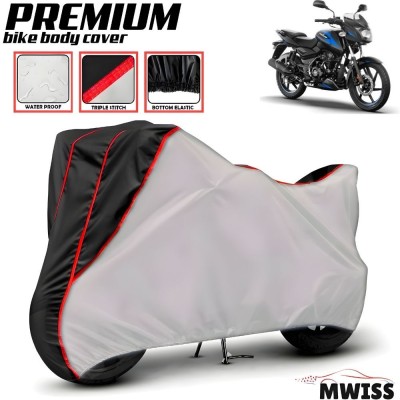 Mwiss Waterproof Two Wheeler Cover for Bajaj(Pulsar 125, Silver, Black)