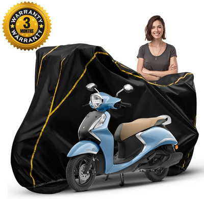 KroniX Waterproof Two Wheeler Cover for Yamaha(Fascino, Black, Yellow)