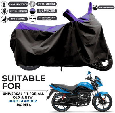 MADAFIYA Two Wheeler Cover for Hero(Glamour Programmed FI, Black, Purple)