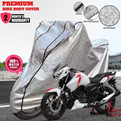 Aanvi Auto Waterproof Two Wheeler Cover for TVS(Apache 150, Silver)