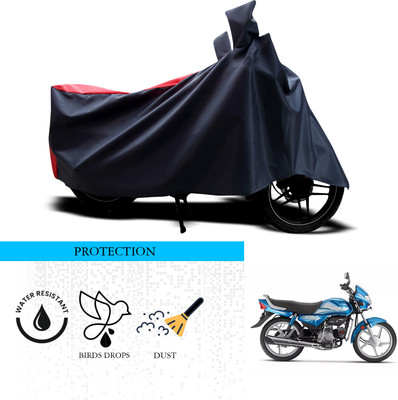 ANTHUB Waterproof Two Wheeler Cover for Hero(HF Deluxe i3s, Black, Red)