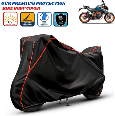 Delphinium Waterproof Two Wheeler Cover for KTM(390 Duke, Black, Red)