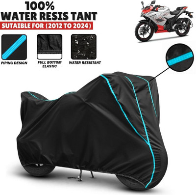Mwiss Waterproof Two Wheeler Cover for Suzuki(Gixxer SF, Black, Blue)