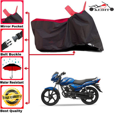 KEDIT Two Wheeler Cover for TVS(Star City Plus, Red, Black)