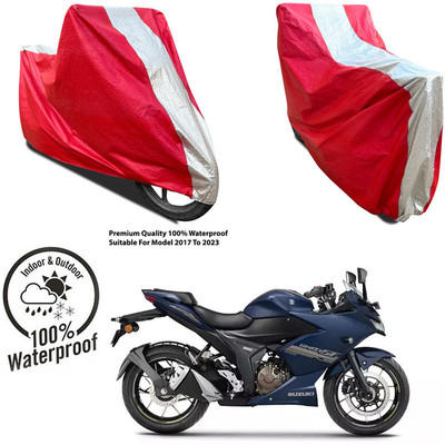 AutoGalaxy Waterproof Two Wheeler Cover for Yamaha(FZ-S Fi Version 3.0, Silver, Red)